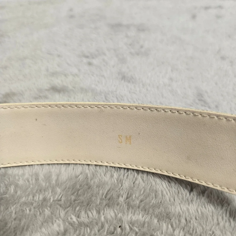 Dame Belt & Bag Cream Leather Vintage Mixed Metal Buckle Belt 25160 SM